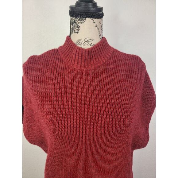 Athleta Pinewood Sweater Dress Size MP Mock Neck 100% Merino Burgundy Knit - Picture 3 of 12